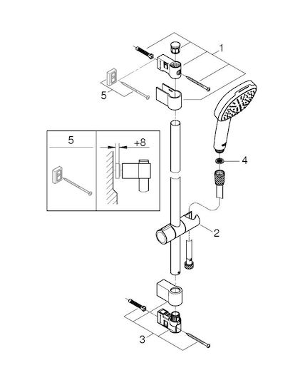 Grohe Tempesta 110 Βέργα Ντουζ με Τηλέφωνο και Σπιράλ