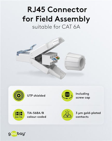 Goobay RJ45 Plug 65941 Cat 6a UTP Tool-free White