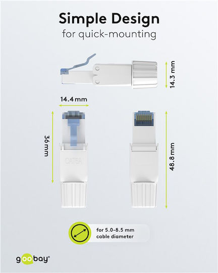 Goobay Βύσμα Rj45 65941 Cat 6a Utp Tool-free Λευκό