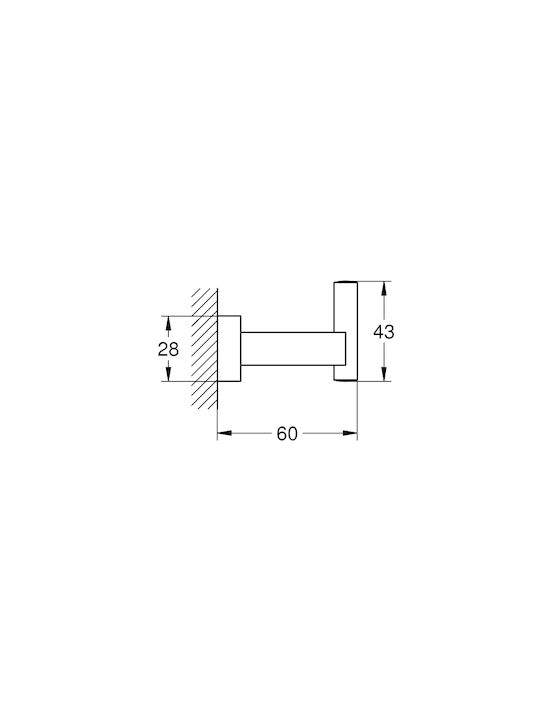 Grohe Essentials Cube Single Wall-Mounted Bathroom Hook Black