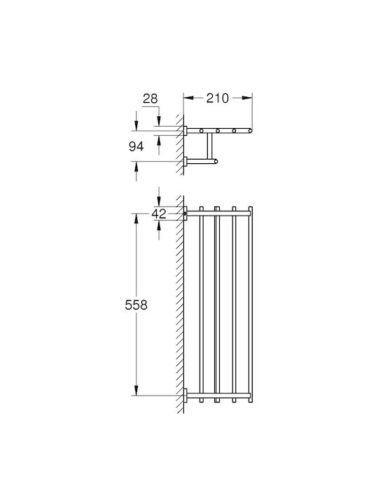 Grohe Essentials Cube Ράγα Μπάνιου 4 Θέσεων Επιτοίχια με Βίδες Μαύρη