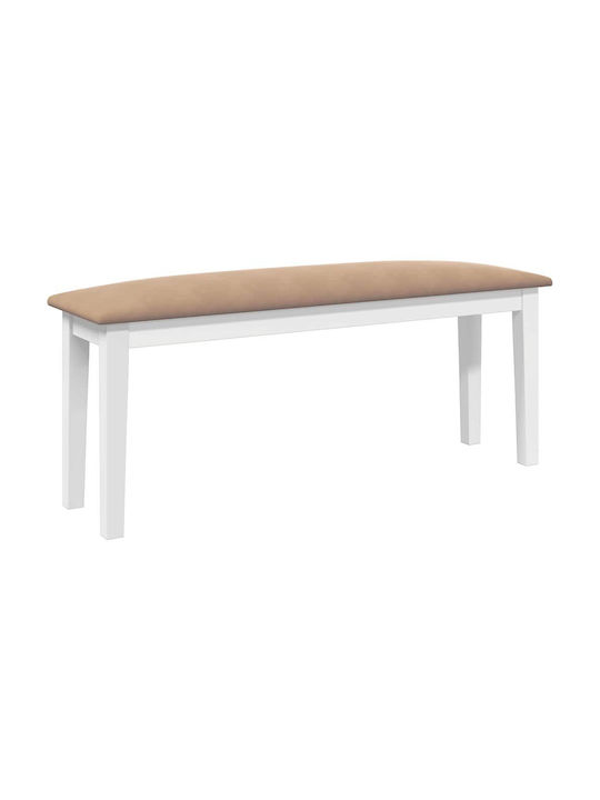 Dining Room Bench with Wooden Surface White 110x30x46.5cm