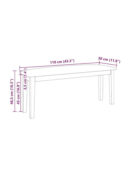 Dining Room Bench with Wooden Surface Coffee 110x30x46.5cm
