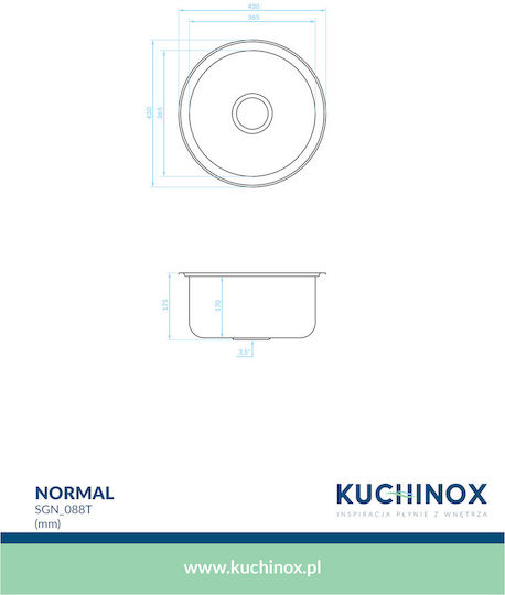 Kuchinox SGN_088T Ένθετος Inox Brushed Μ43xΠ43cm Ασημί