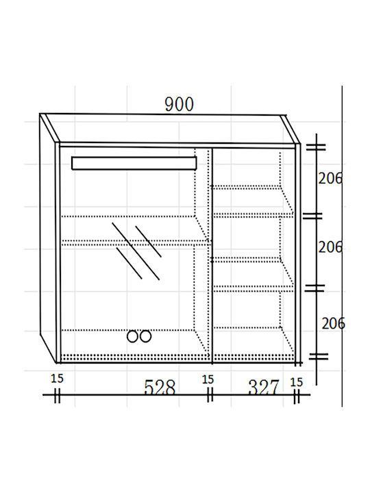 Martin Καθρέπτης Μπάνιου Led από Plywood Γκρι