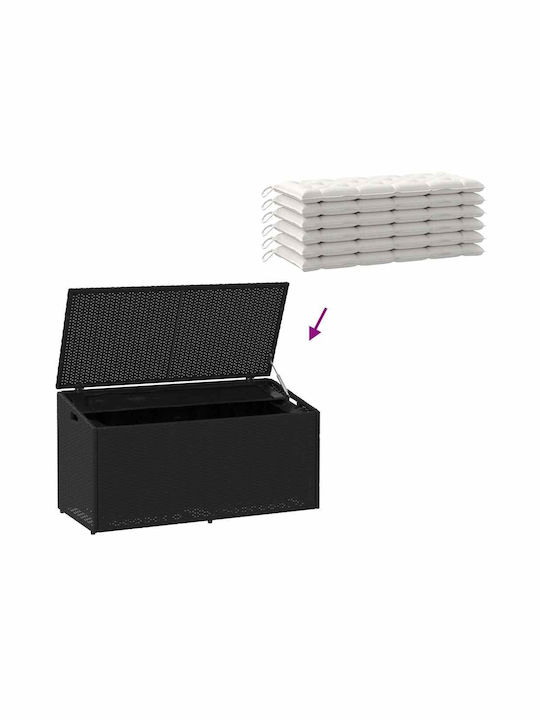 vidaXL Cutie de depozitare pentru exterior Rattan Negru L110xW50xH58buc