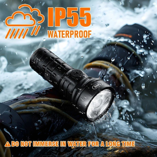 Ledholics Επαναφορτιζόμενος Φακός LED IP55 με Μέγιστη Φωτεινότητα 1700lm