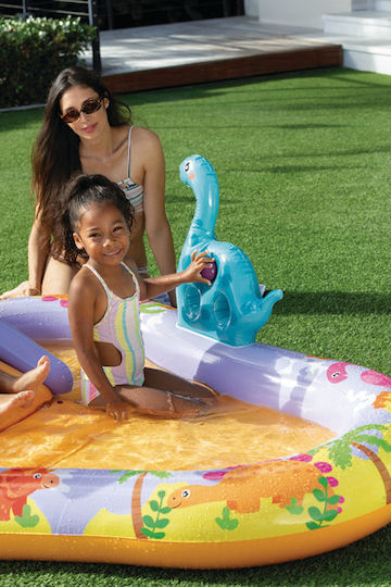 Intex Dino Kinder Schwimmbecken PVC 159l Aufblasbar 201x157x69cm