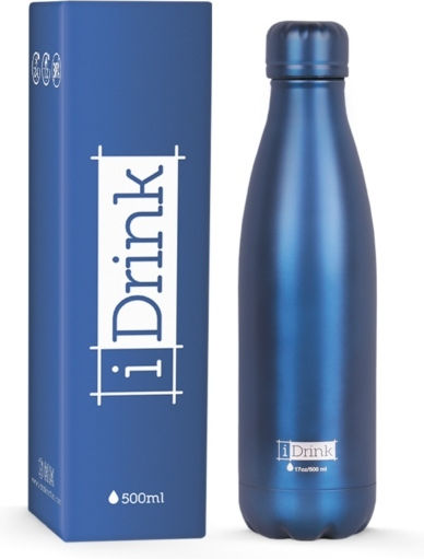 I-Total iDrink Metallics Bottle Thermos Stainless Steel BPA Free 500ml Blue ID0021