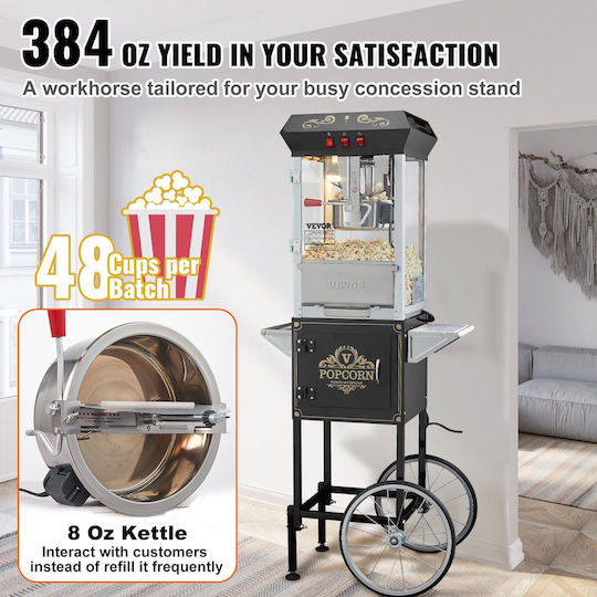 Vevor Commercial Popcorn Machine with Stroller 850W