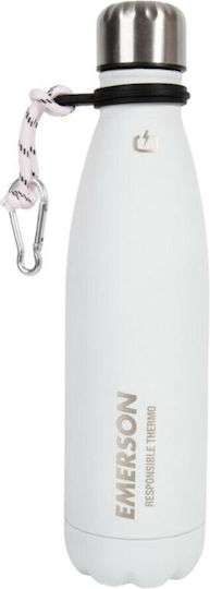 Emerson Bottle Thermos Plastic / Stainless Steel 500ml White with Straw