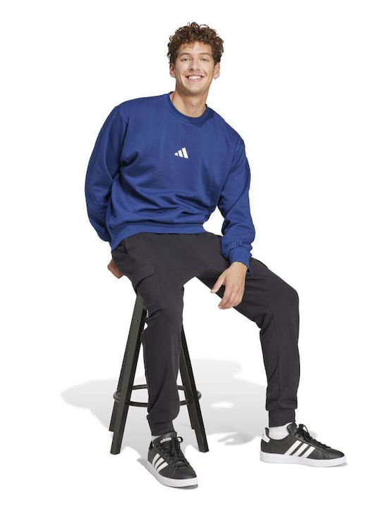 French Terry Sweatpants with Elastic Navy Blue