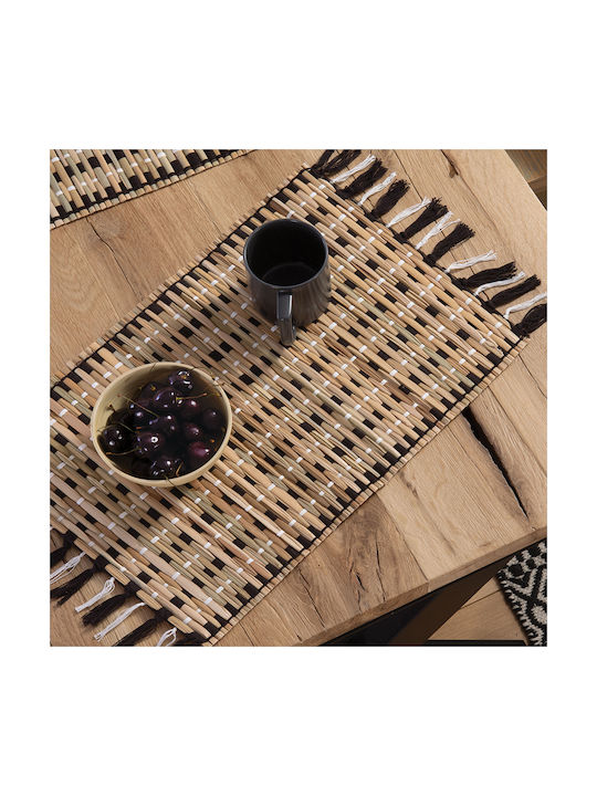 Nef-Nef Homeware Wicker Placemat Straw Brown-Black 48x33cm