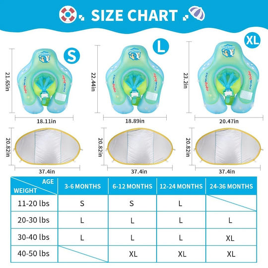 Swimbobo Σωσίβιο Swimtrainer με Σκίαστρο Πράσινο