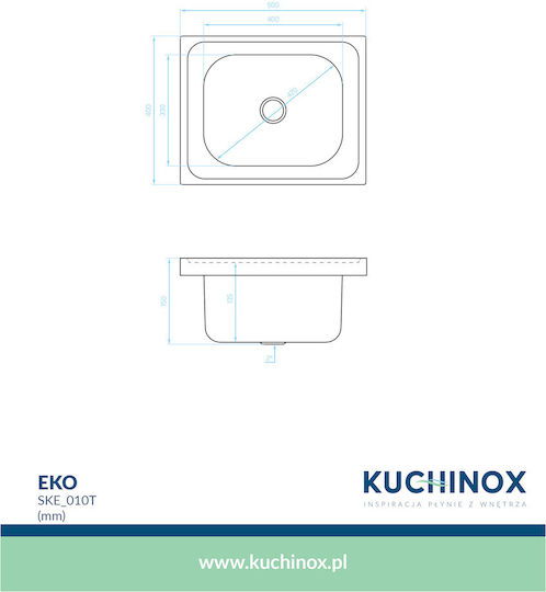 Kuchinox SKE_010T Ένθετος Inox Brushed Μ50xΠ40cm Ασημί