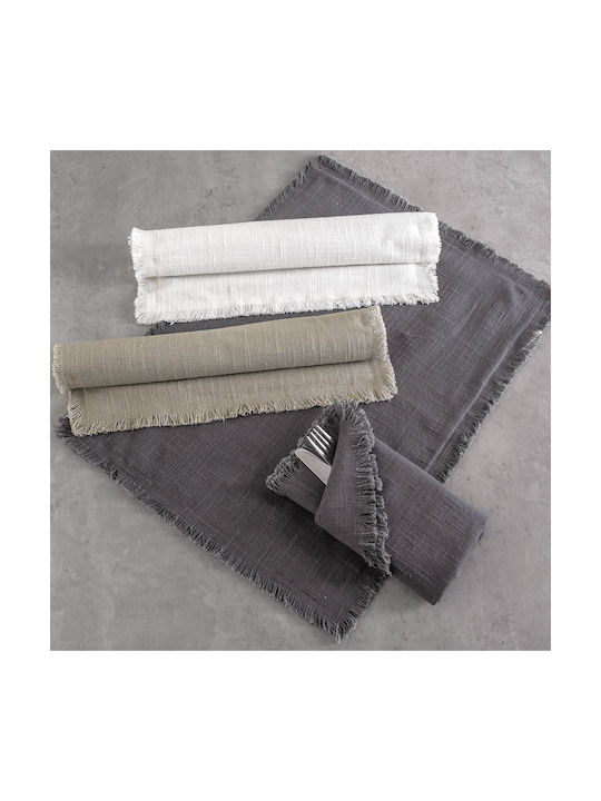 Rythmos Merit Platzdeckchen Stoff Weiß 50x35cm 1Stück