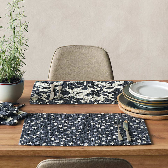 Kentia Loft Fusion 252 Σουπλά Υφασμάτινο Μαύρο 50x35cm 2τμχ