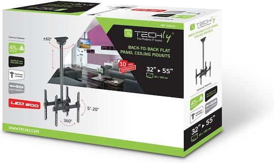 Techly ICA-CPLB-944D Βάση Τηλεόρασης Οροφής έως 55" και 45kg