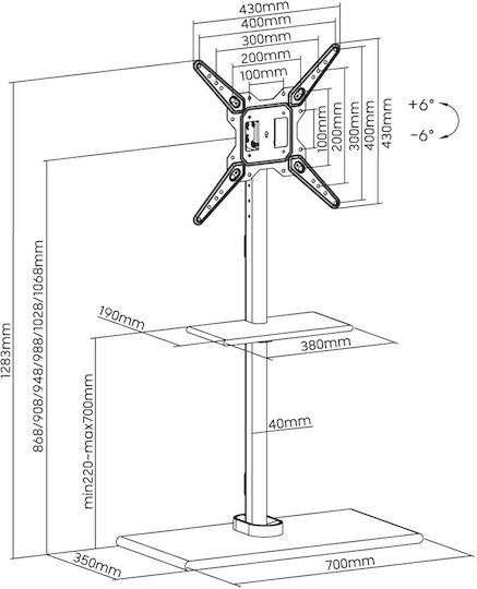Techly ICA-TR414 Βάση Τηλεόρασης Δαπέδου έως 23"
