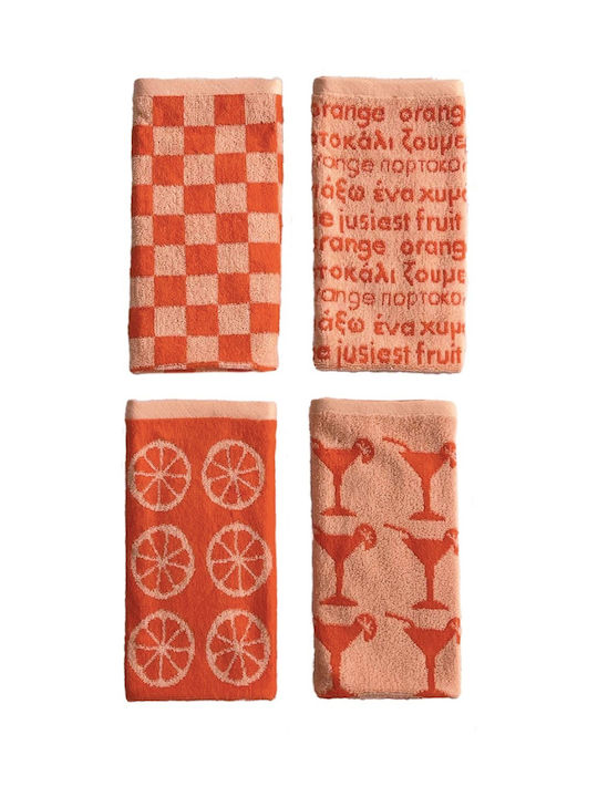 Palamaiki Jack101 Towel from 100% Cotton in Orange Color 40x60cm 4pcs
