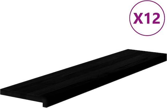 Vidaxl Stair Treads 12 Pieces Dark Brown Solid Oak Wood Brown