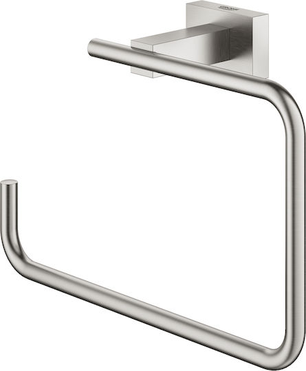 Grohe Essentials Cube Single Wall-Mounted Bathroom Ring Inox Silver