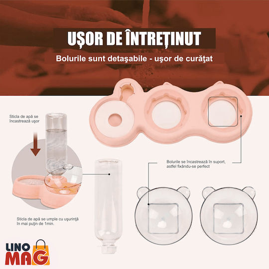 Linomag Bol Automat de Mâncare și Apă pentru Câine și Pisică 2x 500ml în Culoare Portocalie