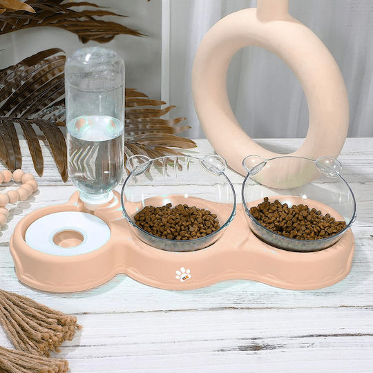 Linomag Bol Automat de Mâncare și Apă pentru Câine și Pisică 2x 500ml în Culoare Portocalie