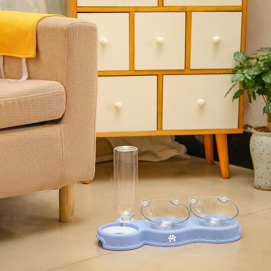 Linomag Bol Automat Din Plastic Pentru Mâncare Și Apă Pentru Câine Și Pisică 2 x 500ml 37x24x15cm