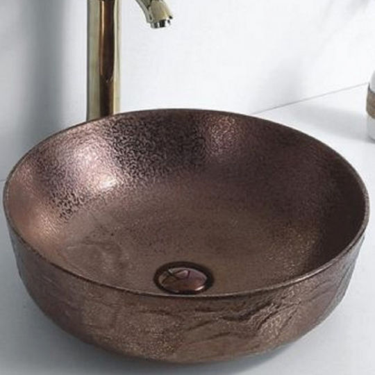 Gloria Solante-6 Aufgesetztes Waschbecken Porzellan 42x42x14cm Dark Copper Gloria Solante-6 Aufgesetztes Waschbecken Porzellan 42x42x14cm Dark Copper