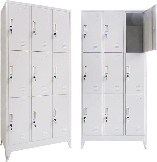 Locker Metal with 9 Cabinets 90x45x195cm