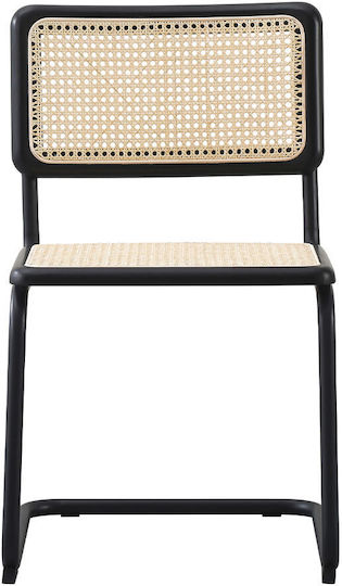 Broyer Dining Room Metallic Chair Black Velvet-Black Metal 55x48x80cm