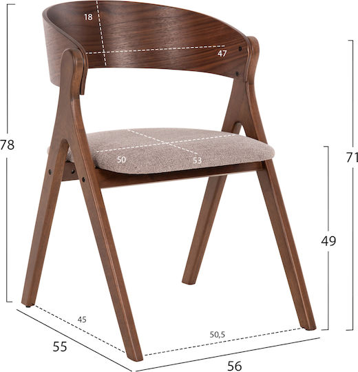 Nekker Председки Трапезария Walnut-beige 1бр 56x55x78бр
