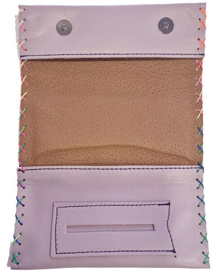 Leon Leon Leder Tabaktasche Lila Handgefertigt mit Taste 16x8.5cm