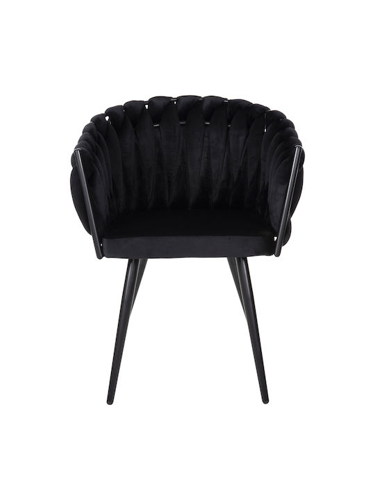 Luanda Dining Room Velvet Armchair Black Velvet-Black Metal 62x54x79cm 2pcs