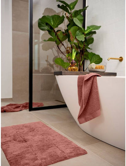 Zone Denmark Πατάκι Μπάνιου Βαμβακερό Tiles 33433 Peach Red 80x50εκ.