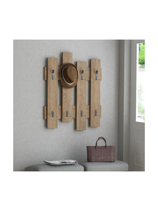 Pakketo Wooden Wall Hanger Wave with 20 Slots Brown 64x4x79cm 1pc