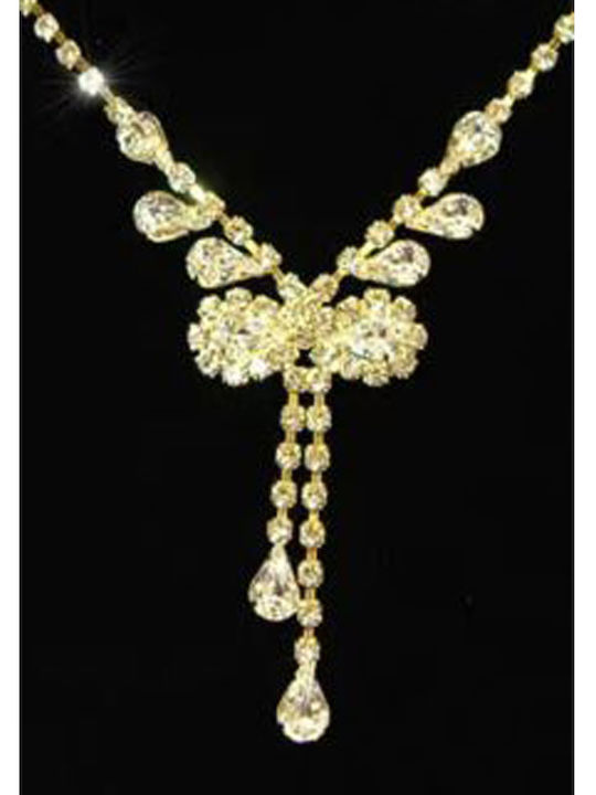 Bridal Crystal Jewelry Set Necklace & Earrings Bow Necklace Length 32 Cm 42 Cm Adjustable Earring Size 3.2 Cm