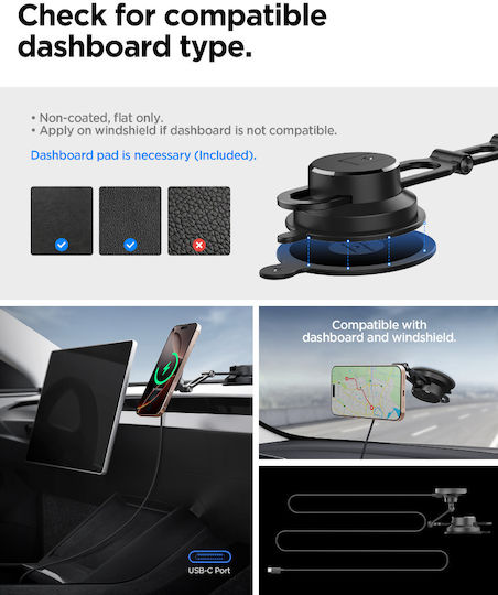 Spigen SGP OneTap Pro 4 Qi2 Car Mobile Mount with Magnet and Wireless Charging MagSafe Black