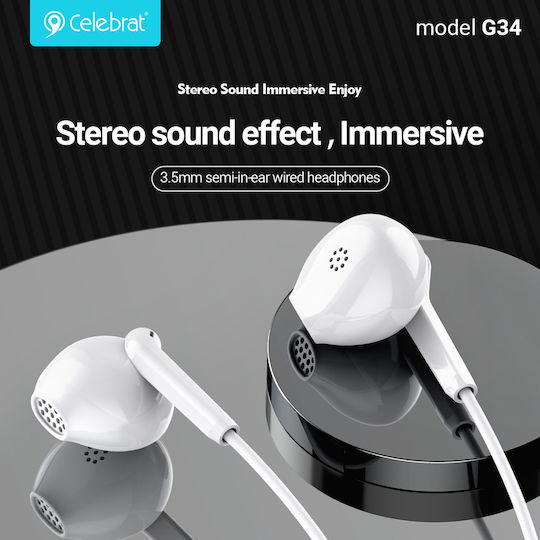 Celebrat G34-WH Безжични Стерео с жак 3.5mm Бял