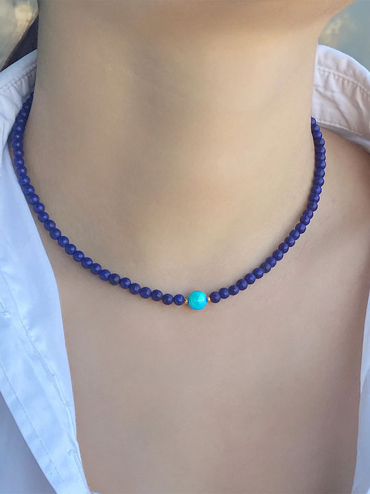 K14 Goldkette mit Lapislazuli-Türkis-Verschluss F125649t