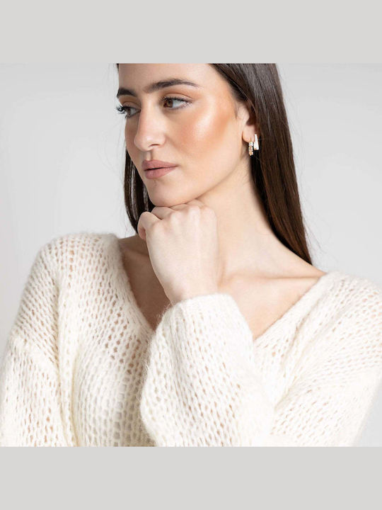 Women's Sweater Woolen with V Neckline Ecru