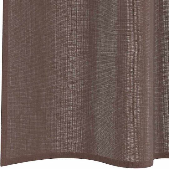 vidaXL Σετ Κουρτίνες με Τιράντες Voile Καφέ 140x225εκ.