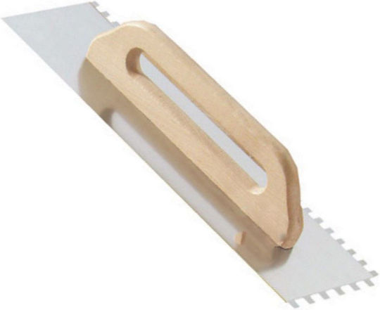 Morgan Tile Spatula Metallic Serrated 500x10mm with Wooden Handle 06172