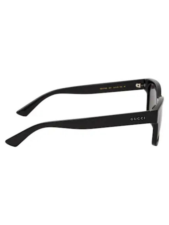 Gucci Unisex Sunglasses With Black Horn-Rimmed Frame And Grey Lens