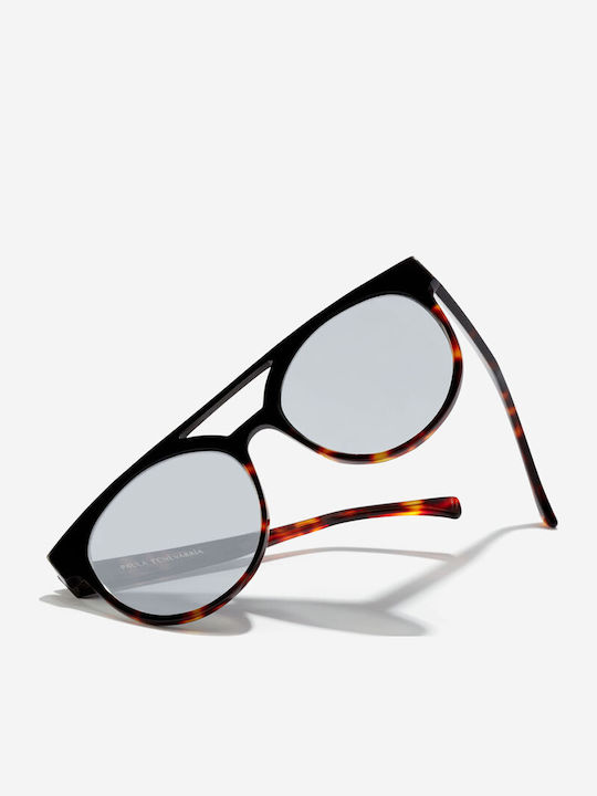 Hawkers Paula Echevarria La Louve Unisex Sunglasses with Brown Tartaruga Plastic Frame and Gray Lens