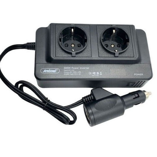 Convertor de Tensiune pentru Priză Auto 12v EU Priză Dublă 230v 300w Afișaj Digital