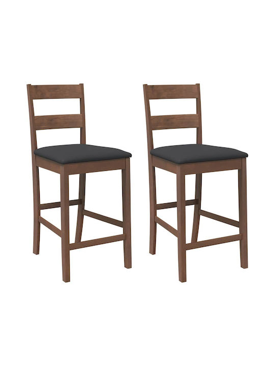 Stool Bar with Backrest Wooden Coffee 2pcs 41.5x48x95cm