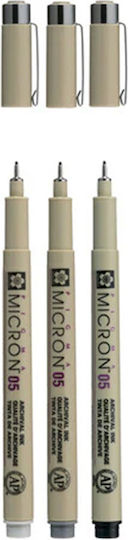 Sakura Markere de Proiectare 0.45mm Negri 3buc