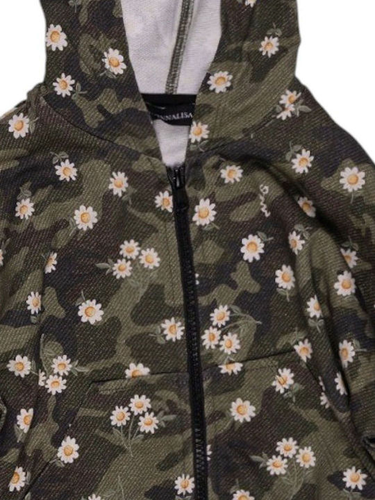 Kinderstrickjacke mit Kapuze Floral